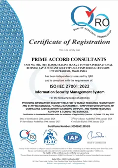 ISO/IEC 27001:2022 certificate