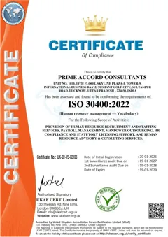 ISO 30400:2022 certificate