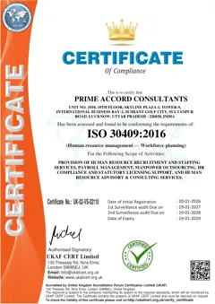 ISO 30409:2016 certificate
